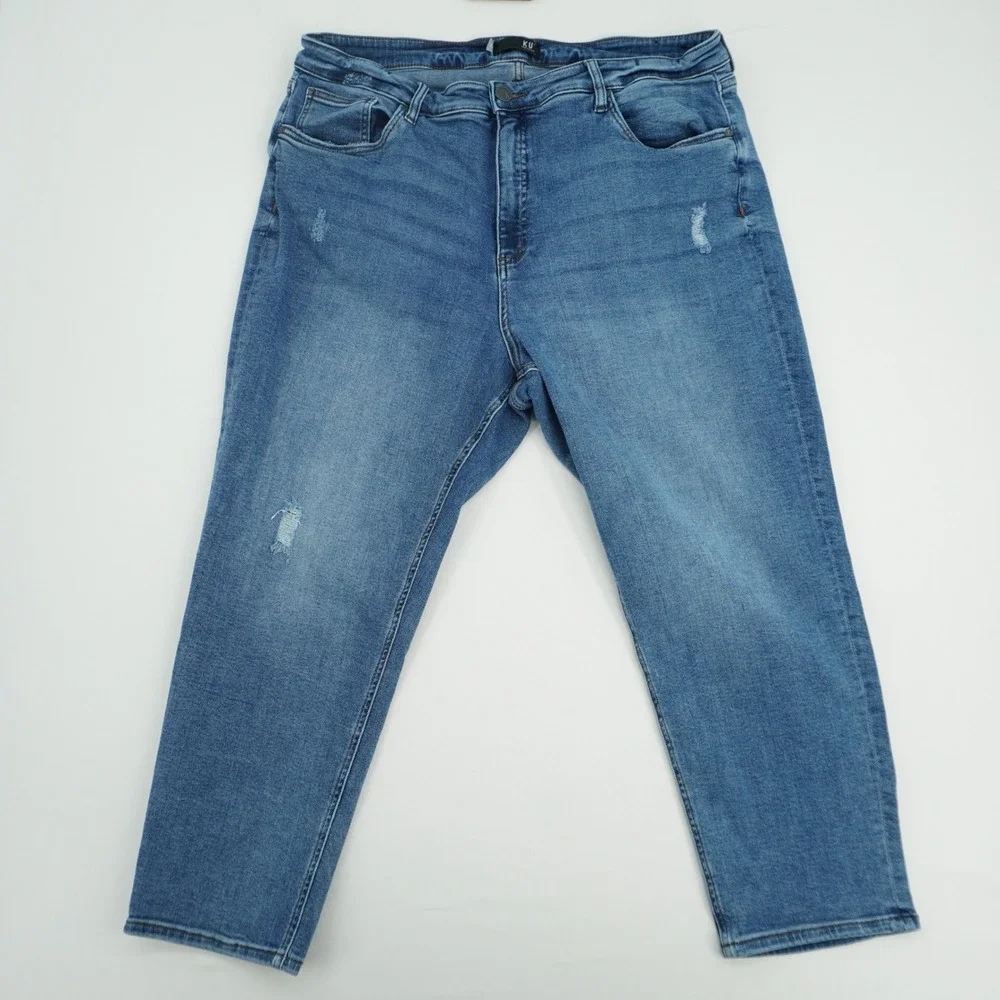 KUT From The Kloth Capri Jeans Womens 22W High Rise‎ Blue Distressed